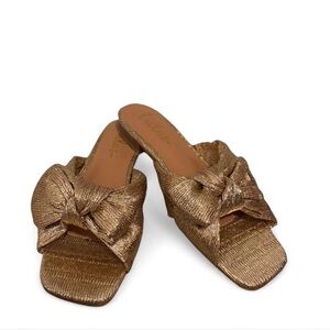Lux Metallic Gold Bow Mules